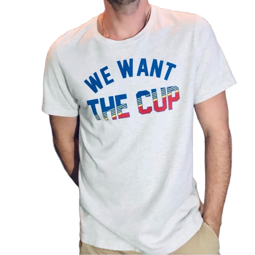 St. Louis Blues Hockey Grey "We Want The Cup" Graphic Sports Fan T-Shirt